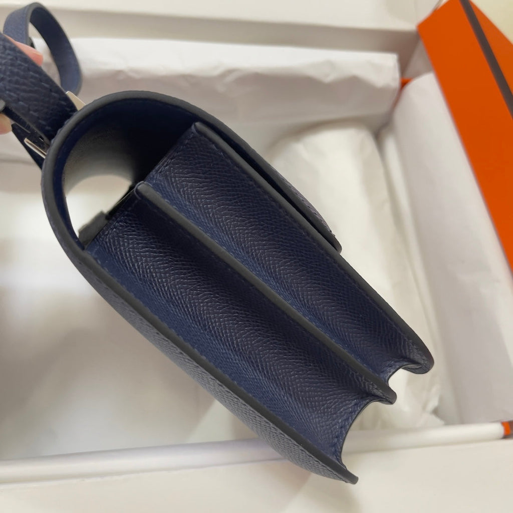 Hermes Constance Bag 19 Navy Blue Epsom Leather Silver H0839322