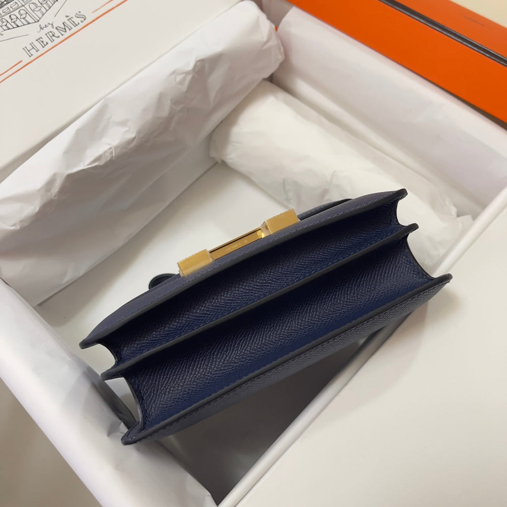 Hermes Constance Bag 19 Navy Blue Epsom Leather Gold H0839323