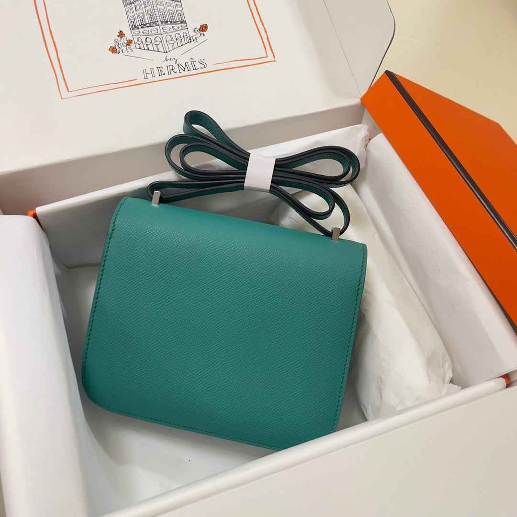Hermes Constance Bag 19 Green Epsom Leather Silver H0839326