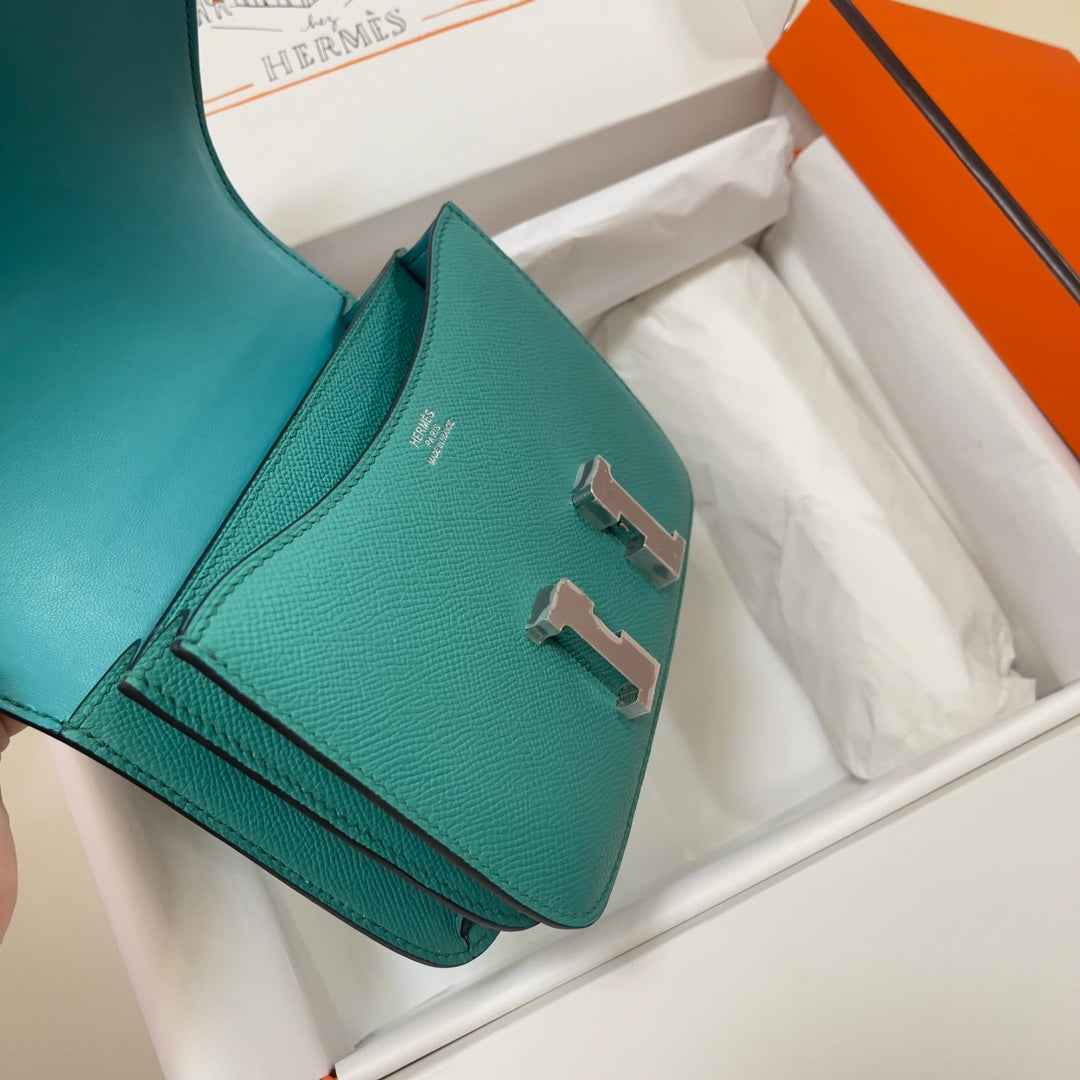 Hermes Constance Bag 19 Green Epsom Leather Silver H0839326