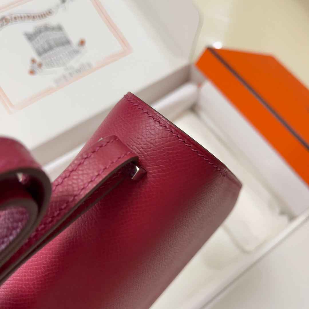 Hermes Constance Bag 19 Dark Red Epsom Leather Silver H0839330