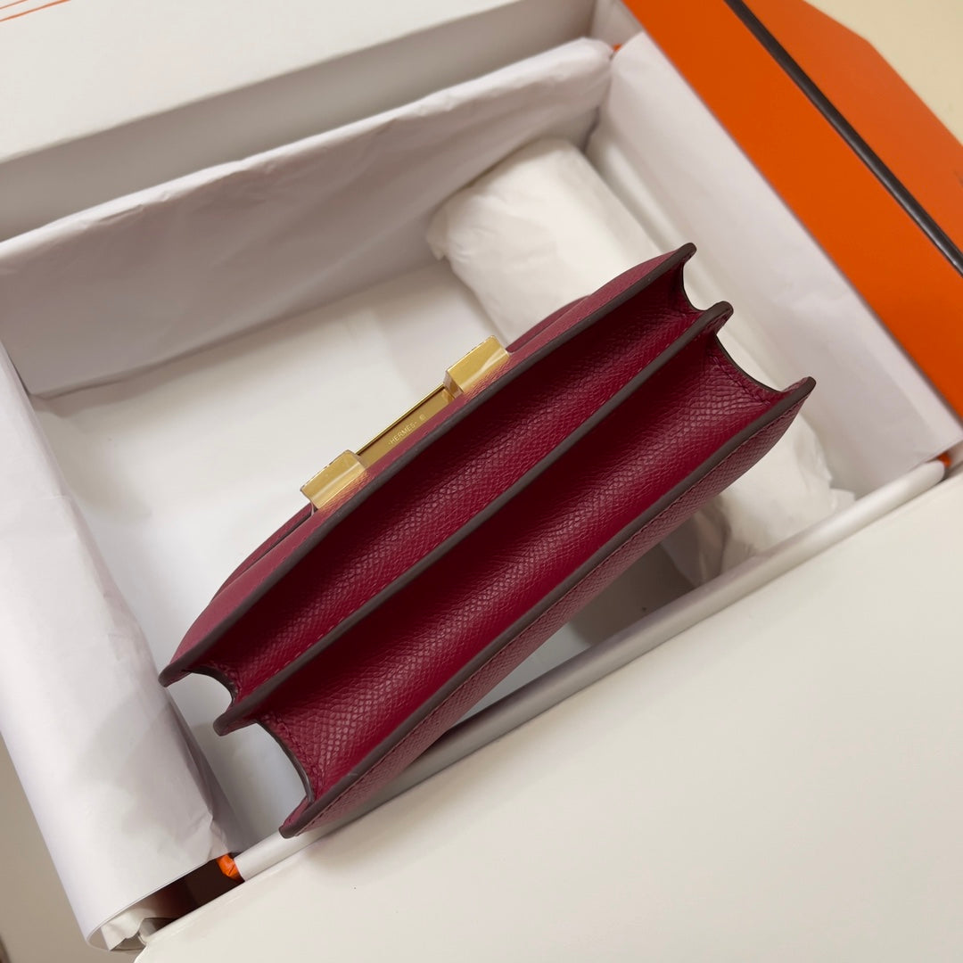Hermes Constance Bag 19 Dark Red Epsom Leather Gold H0839331