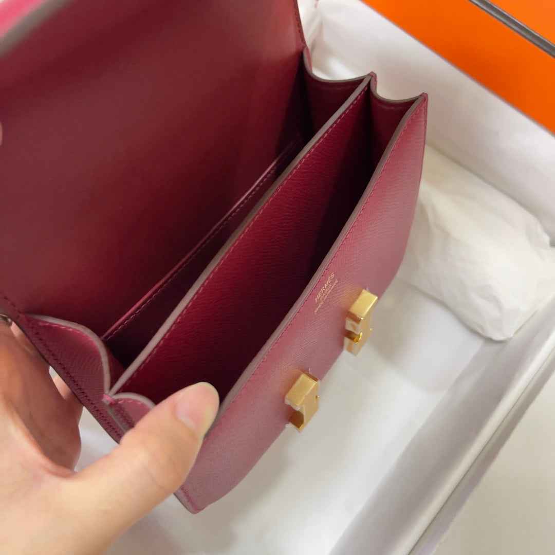 Hermes Constance Bag 19 Dark Red Epsom Leather Gold H0839331