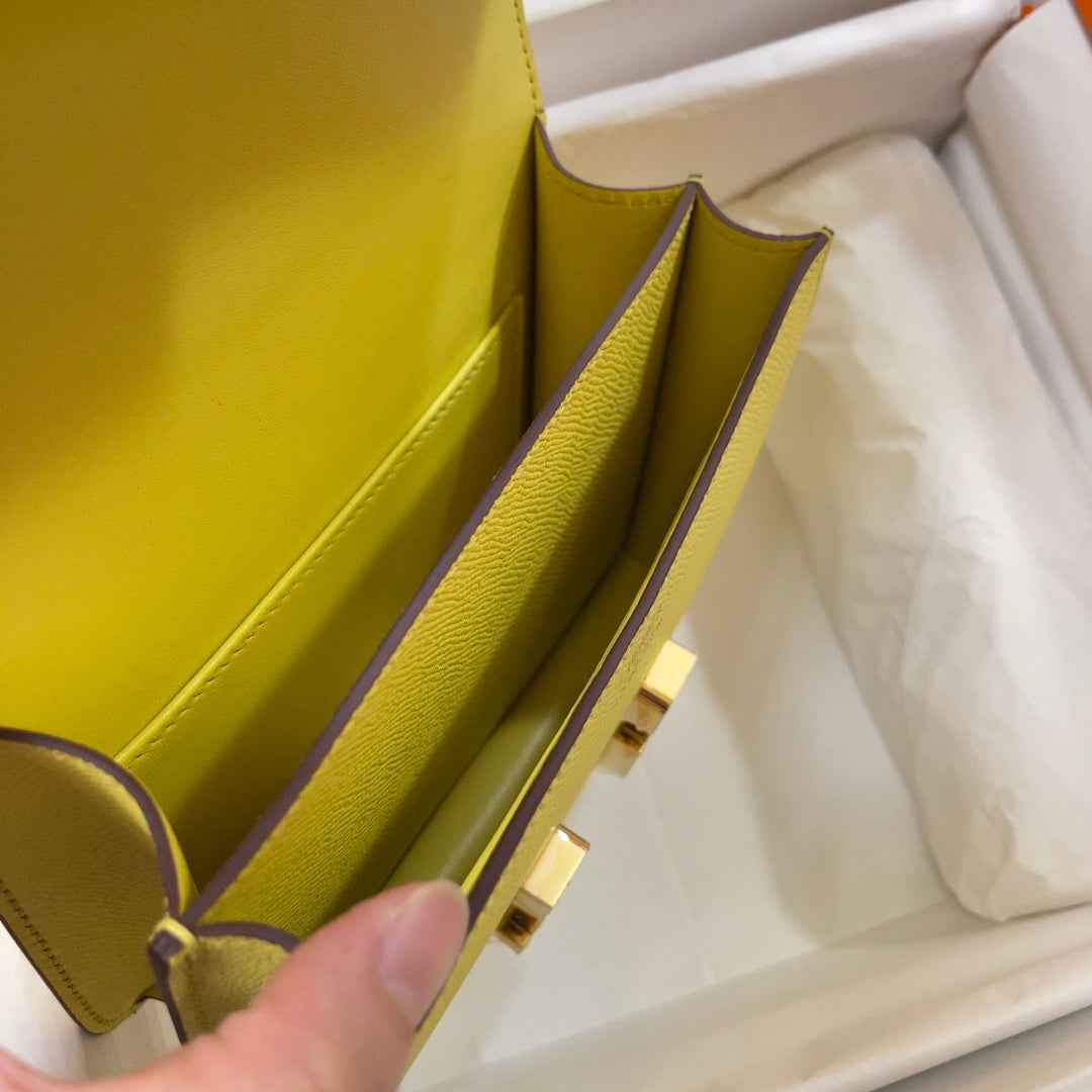 Hermes Constance Bag 19 Lemon Yellow Epsom Leather Gold H0839332