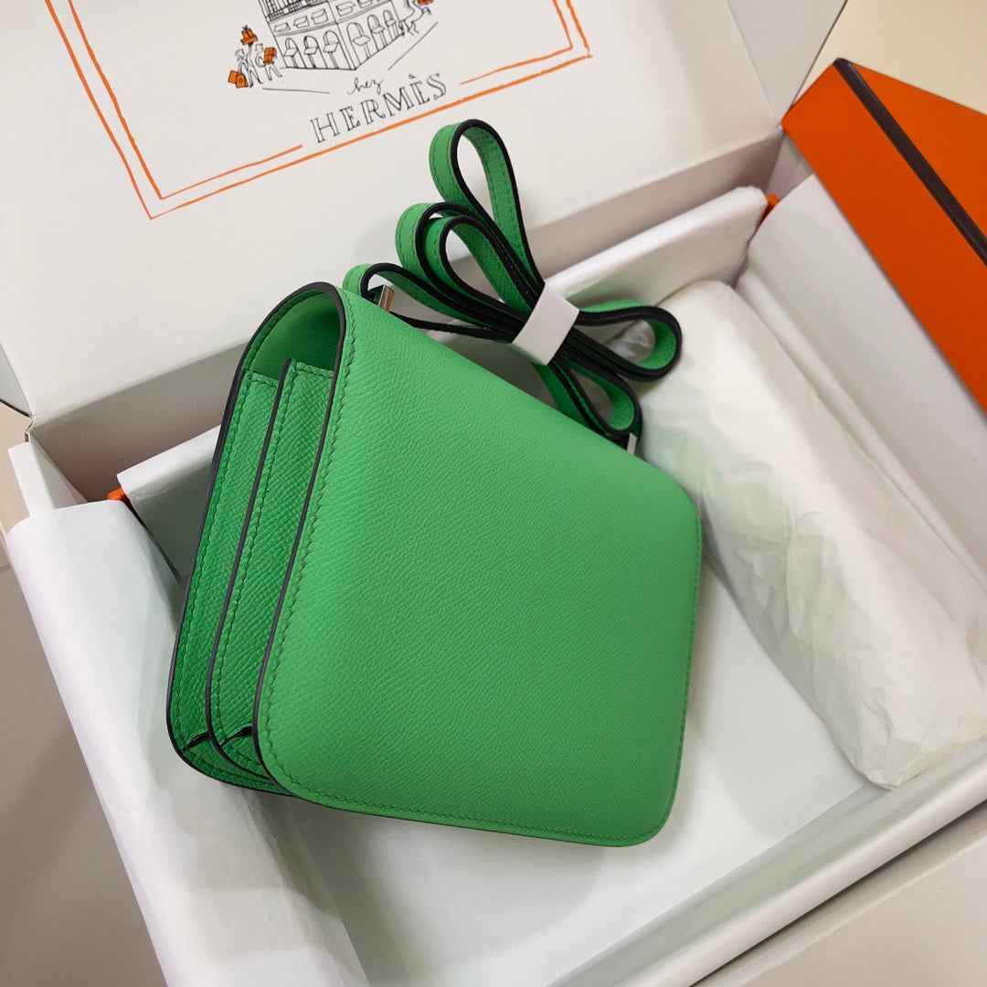 Hermes Constance Bag 19 Green Epsom Leather Silver H083914