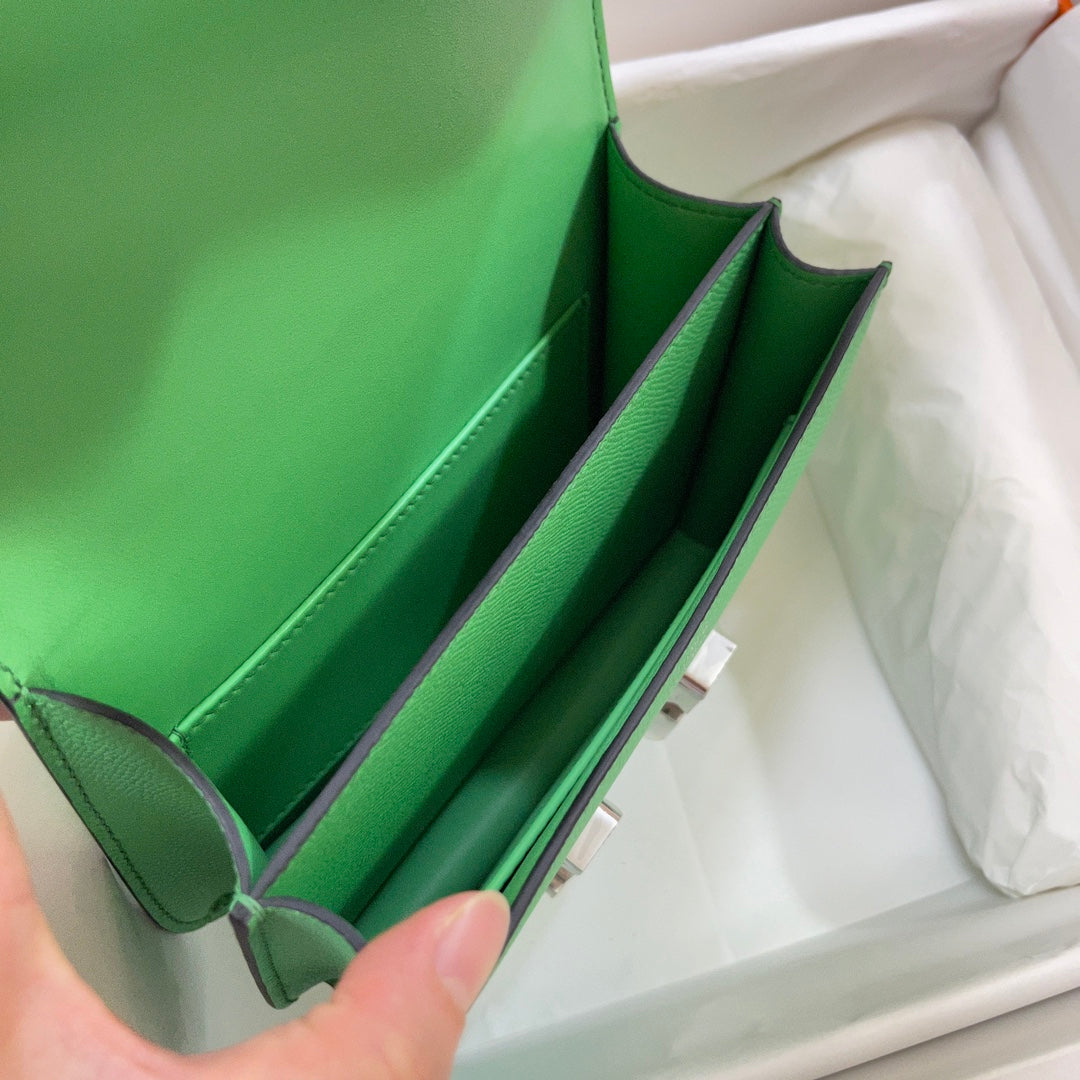 Hermes Constance Bag 19 Green Epsom Leather Silver H083914