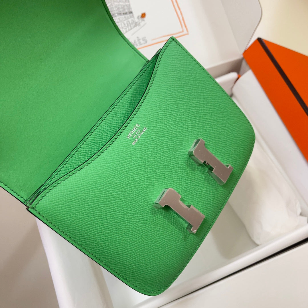 Hermes Constance Bag 19 Green Epsom Leather Silver H083914