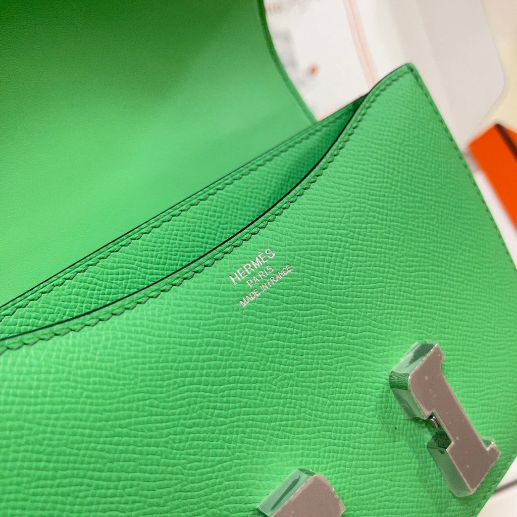 Hermes Constance Bag 19 Green Epsom Leather Silver H083914