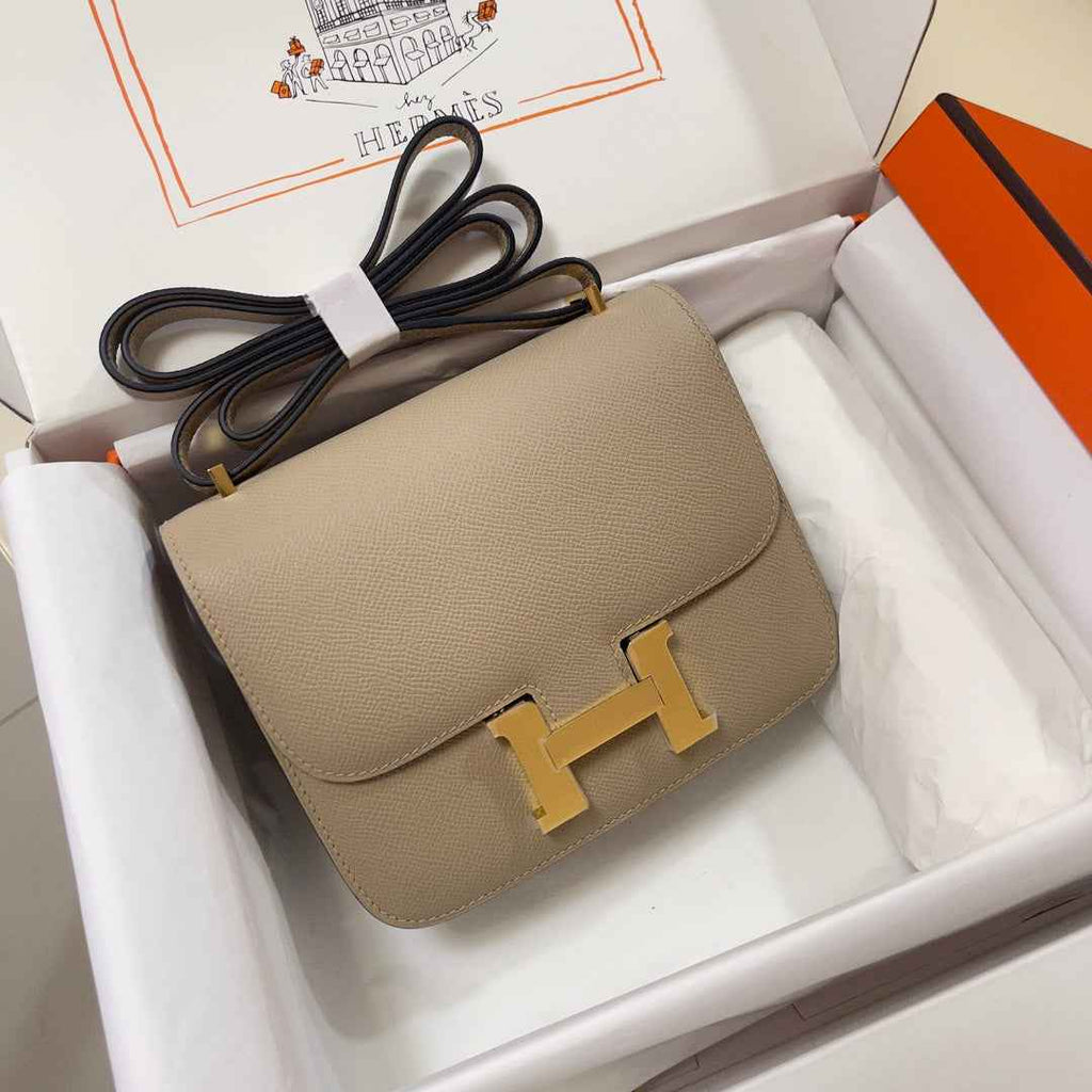 Hermes Constance Bag 19 Light Gray Epsom Leather Gold H083916