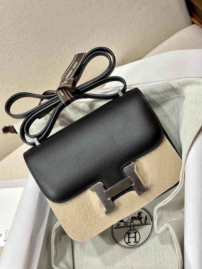 Hermes Constance Bag Black Epsom Leather Silver H2501