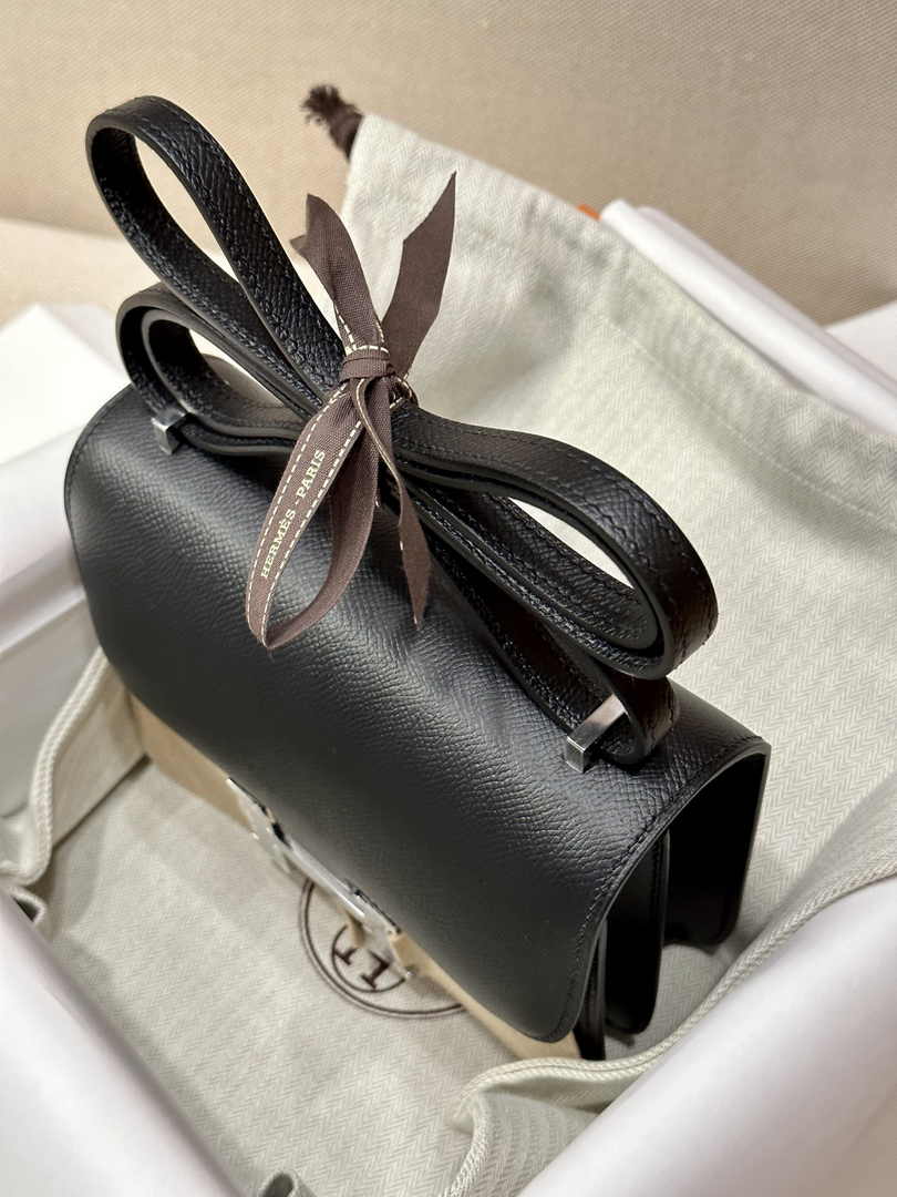 Hermes Constance Bag Black Epsom Leather Silver H2501