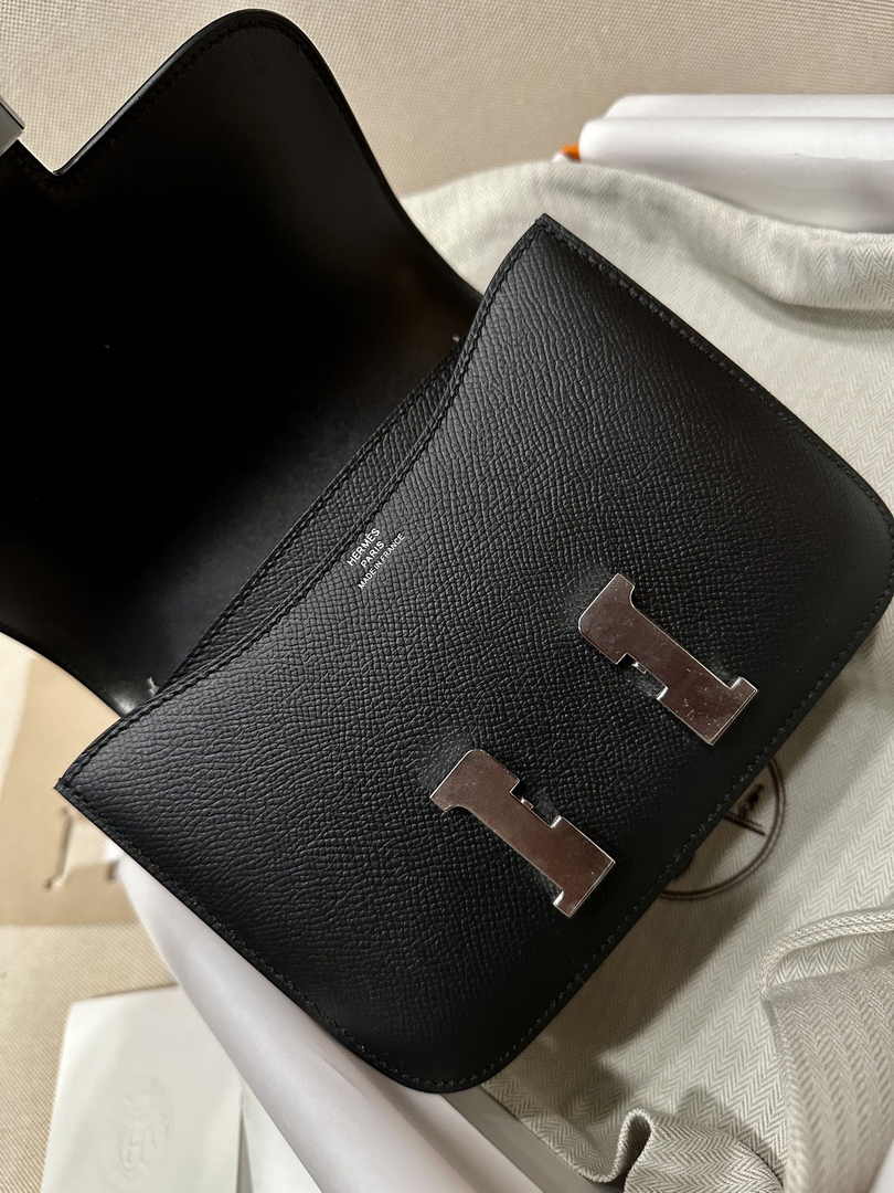 Hermes Constance Bag Black Epsom Leather Silver H2501