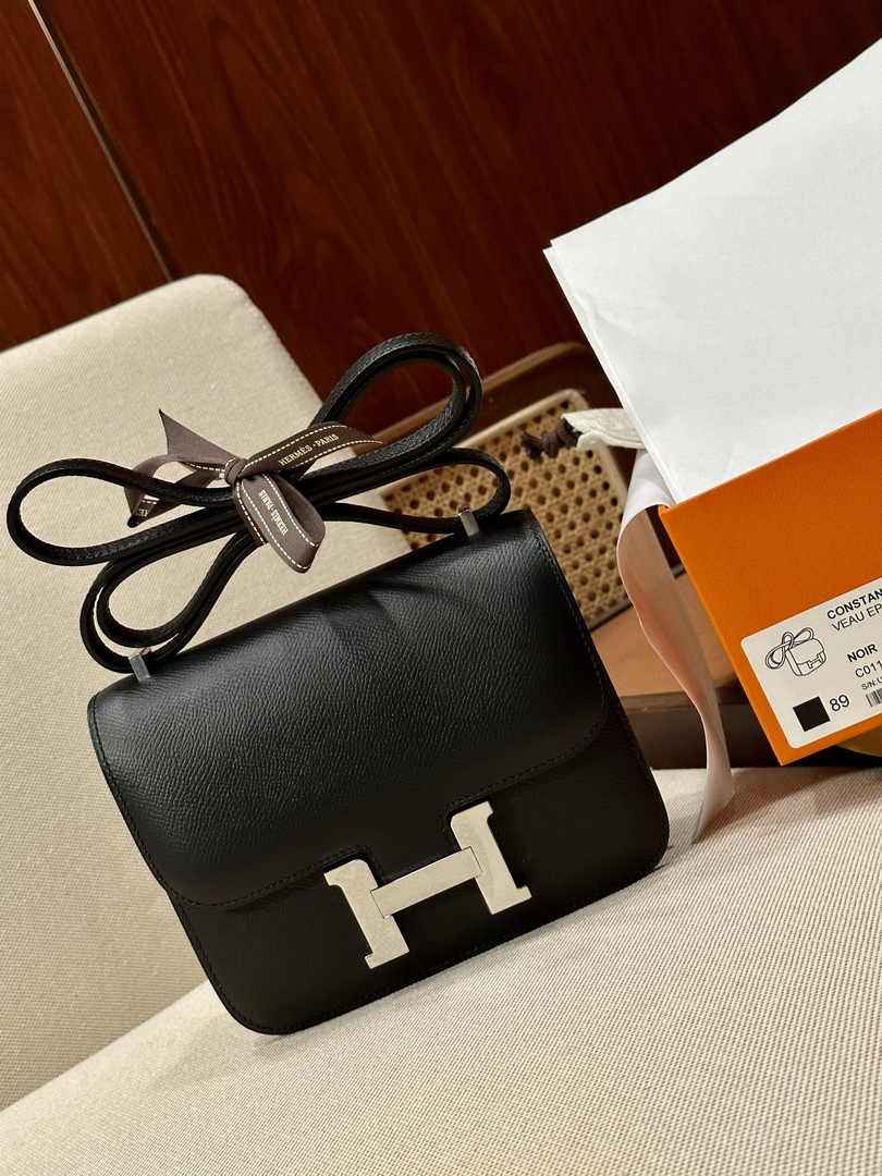 Hermes Constance Bag Black Epsom Leather Silver H2501