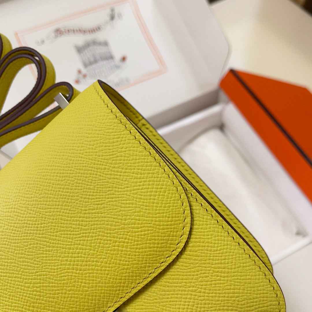 Hermes Constance Bag Yellow Epsom Leather Silver H2503