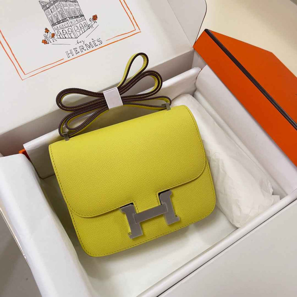 Hermes Constance Bag Yellow Epsom Leather Silver H2503