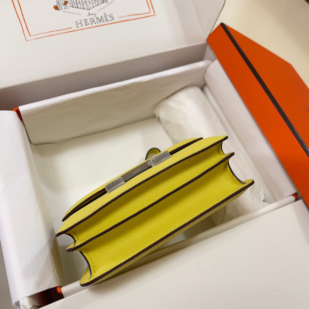 Hermes Constance Bag Yellow Epsom Leather Silver H2503