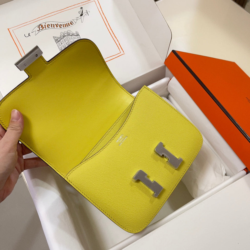Hermes Constance Bag Yellow Epsom Leather Silver H2503