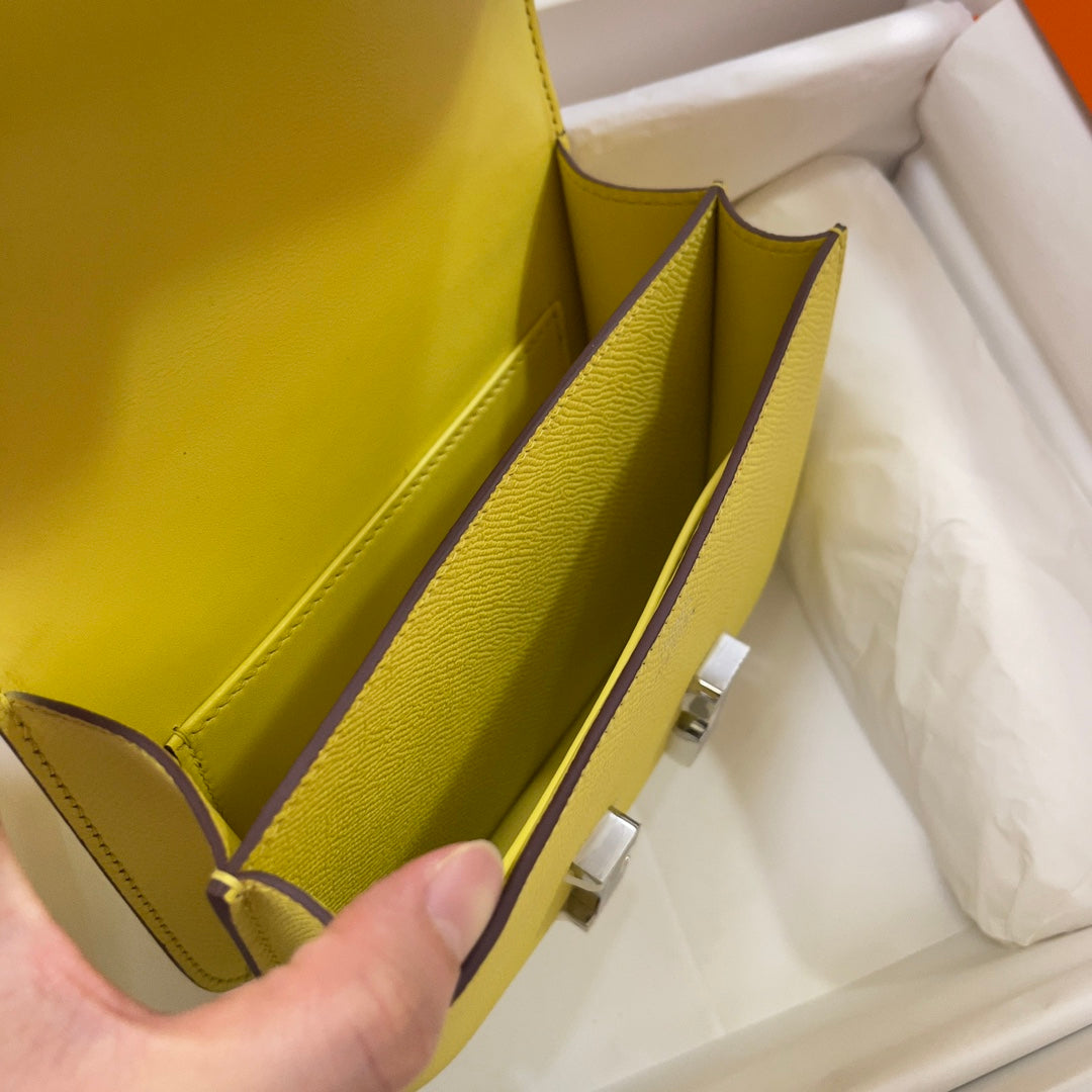 Hermes Constance Bag Yellow Epsom Leather Silver H2503