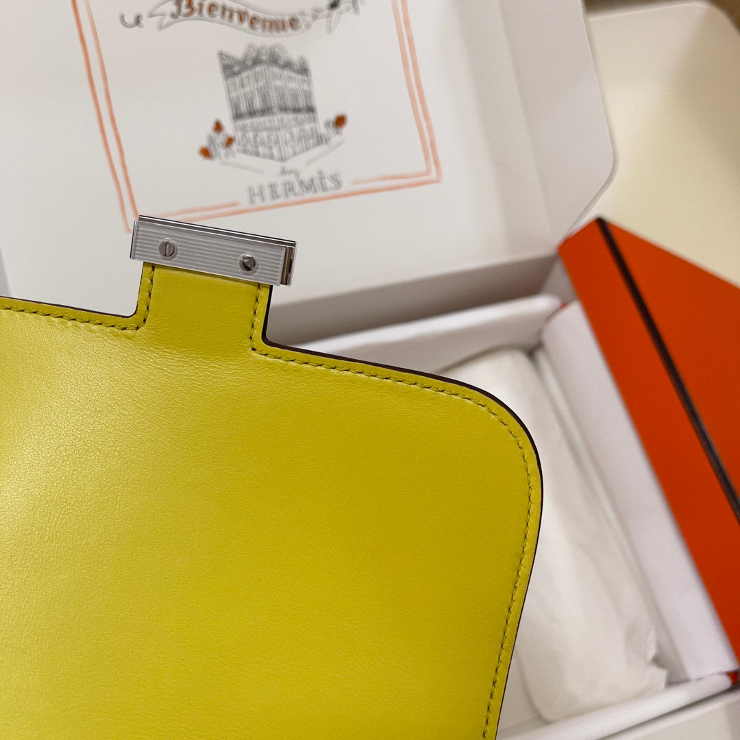 Hermes Constance Bag Yellow Epsom Leather Silver H2503