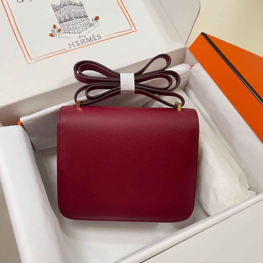 Hermes Constance Bag Dark Red Epsom Leather Gold H2504