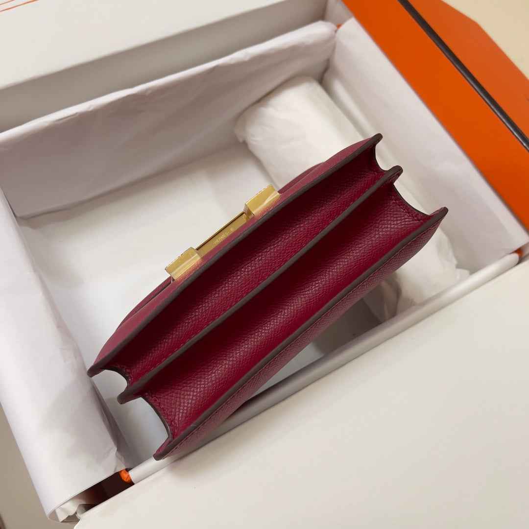 Hermes Constance Bag Dark Red Epsom Leather Gold H2504