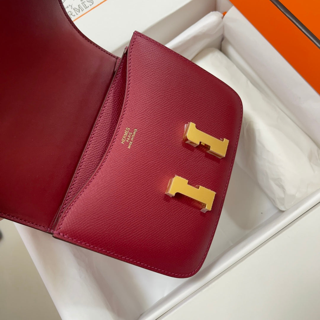 Hermes Constance Bag Dark Red Epsom Leather Gold H2504