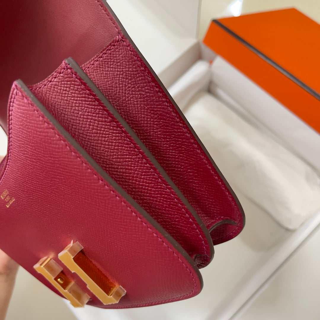 Hermes Constance Bag Dark Red Epsom Leather Gold H2504