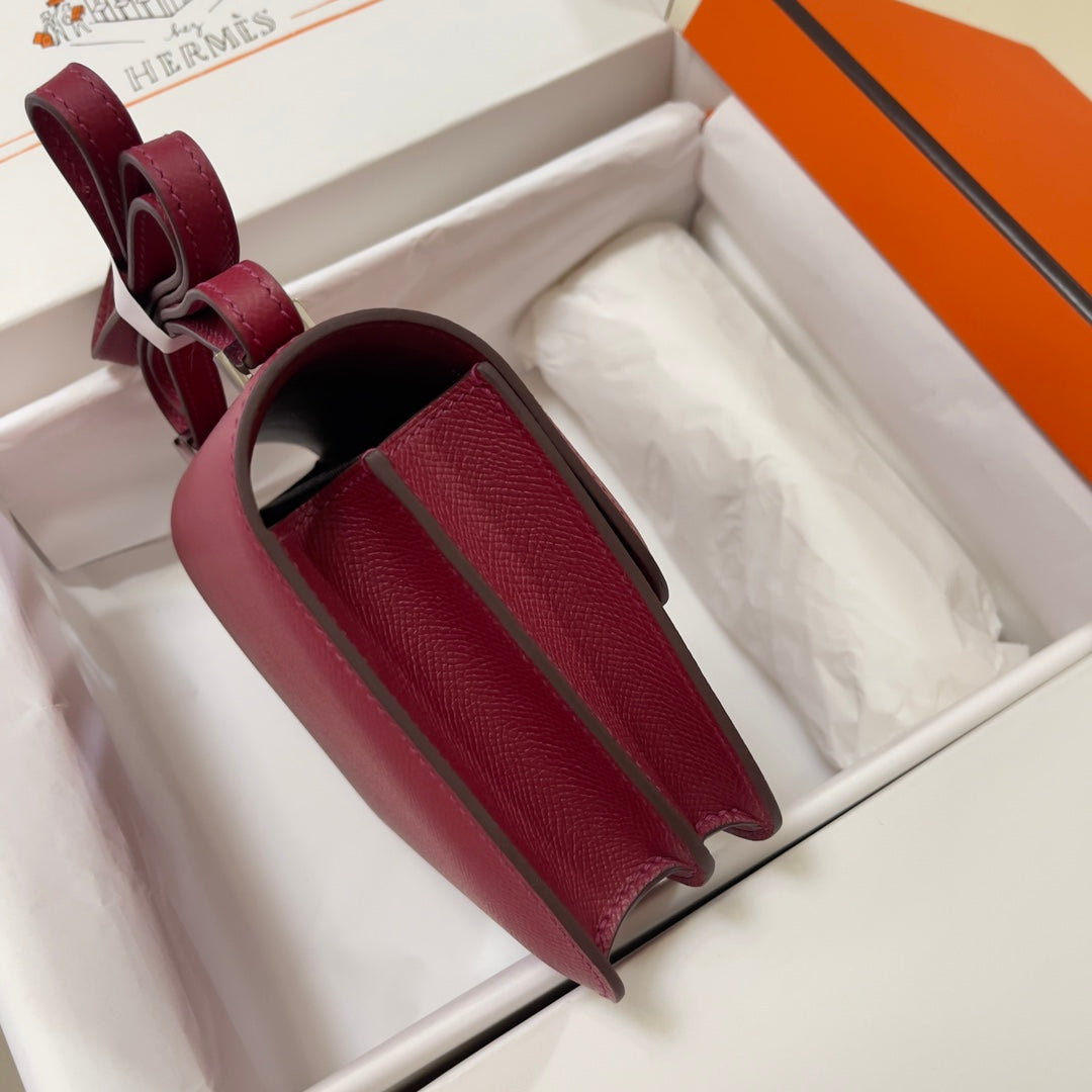 Hermes Constance Bag Dark Red Epsom Leather Silver H2505