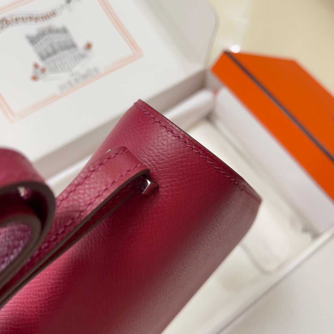 Hermes Constance Bag Dark Red Epsom Leather Silver H2505