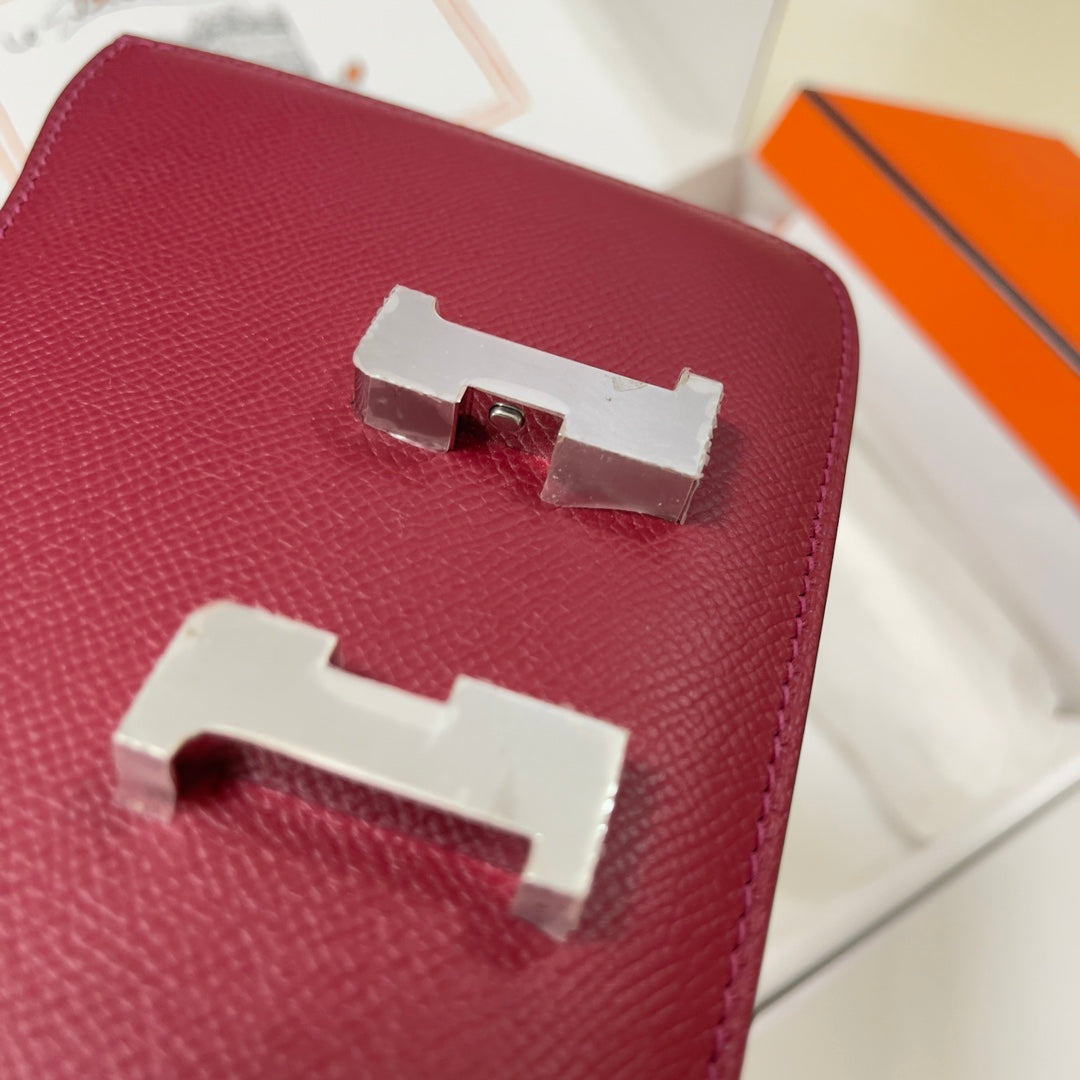 Hermes Constance Bag Dark Red Epsom Leather Silver H2505