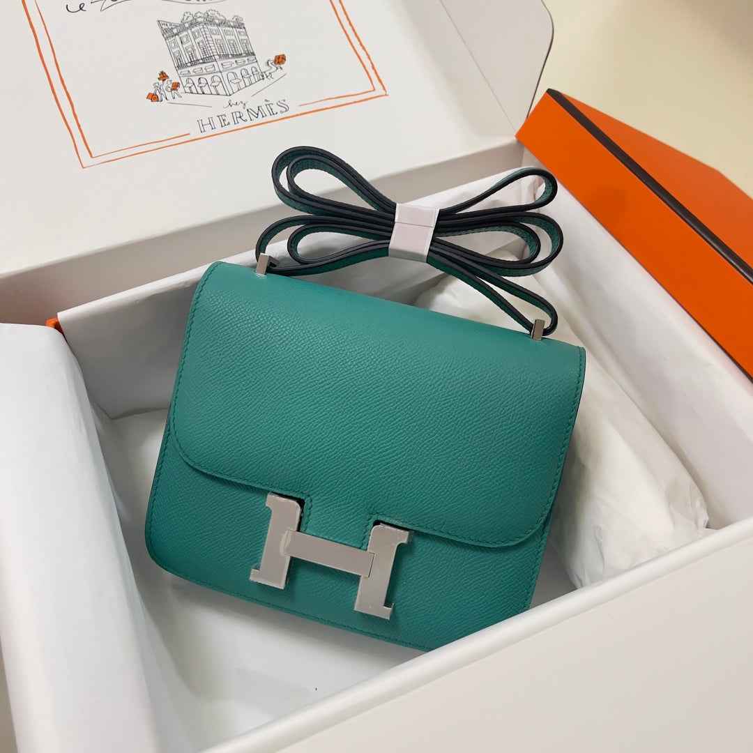 Hermes Constance Bag Green Epsom Leather Silver H2509