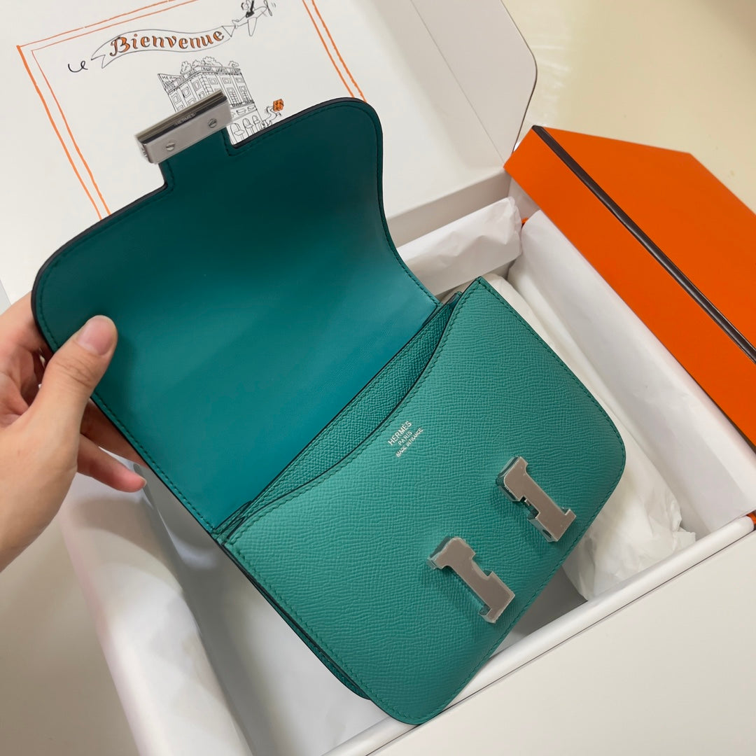 Hermes Constance Bag Green Epsom Leather Silver H2509
