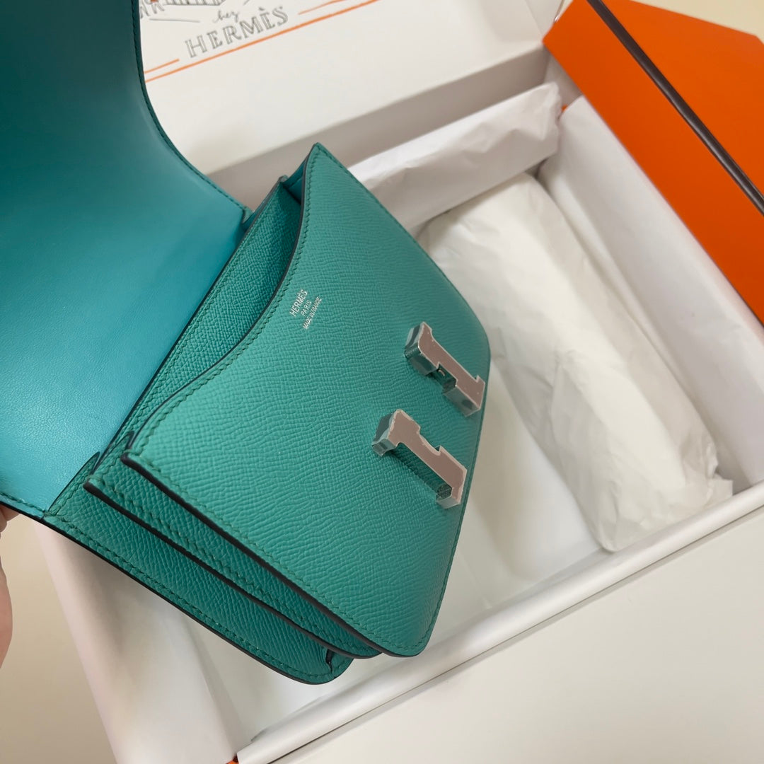 Hermes Constance Bag Green Epsom Leather Silver H2509