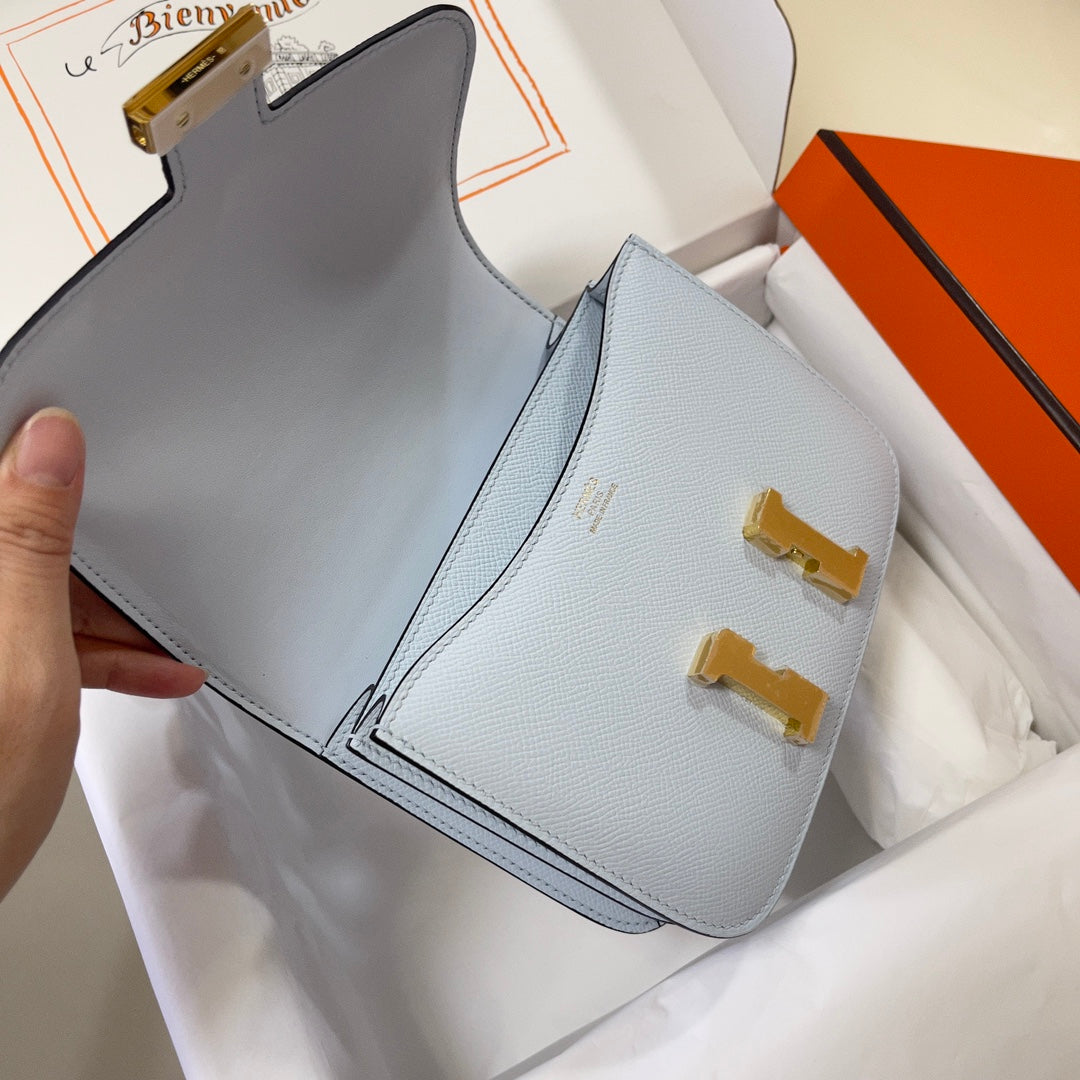 Hermes Constance Bag Light Blue Epsom Leather Gold H2510