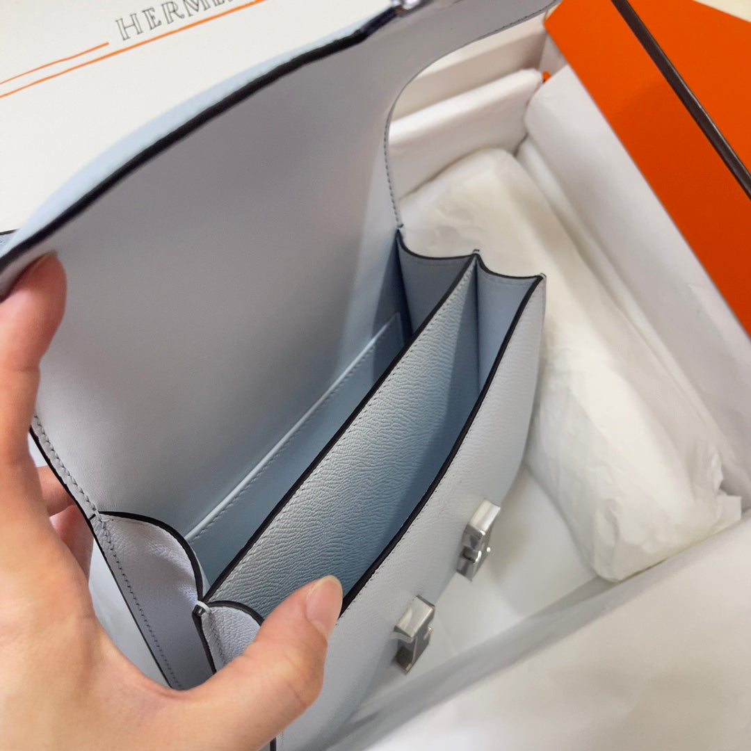 Hermes Constance Bag Light Blue Epsom Leather Silver H2511