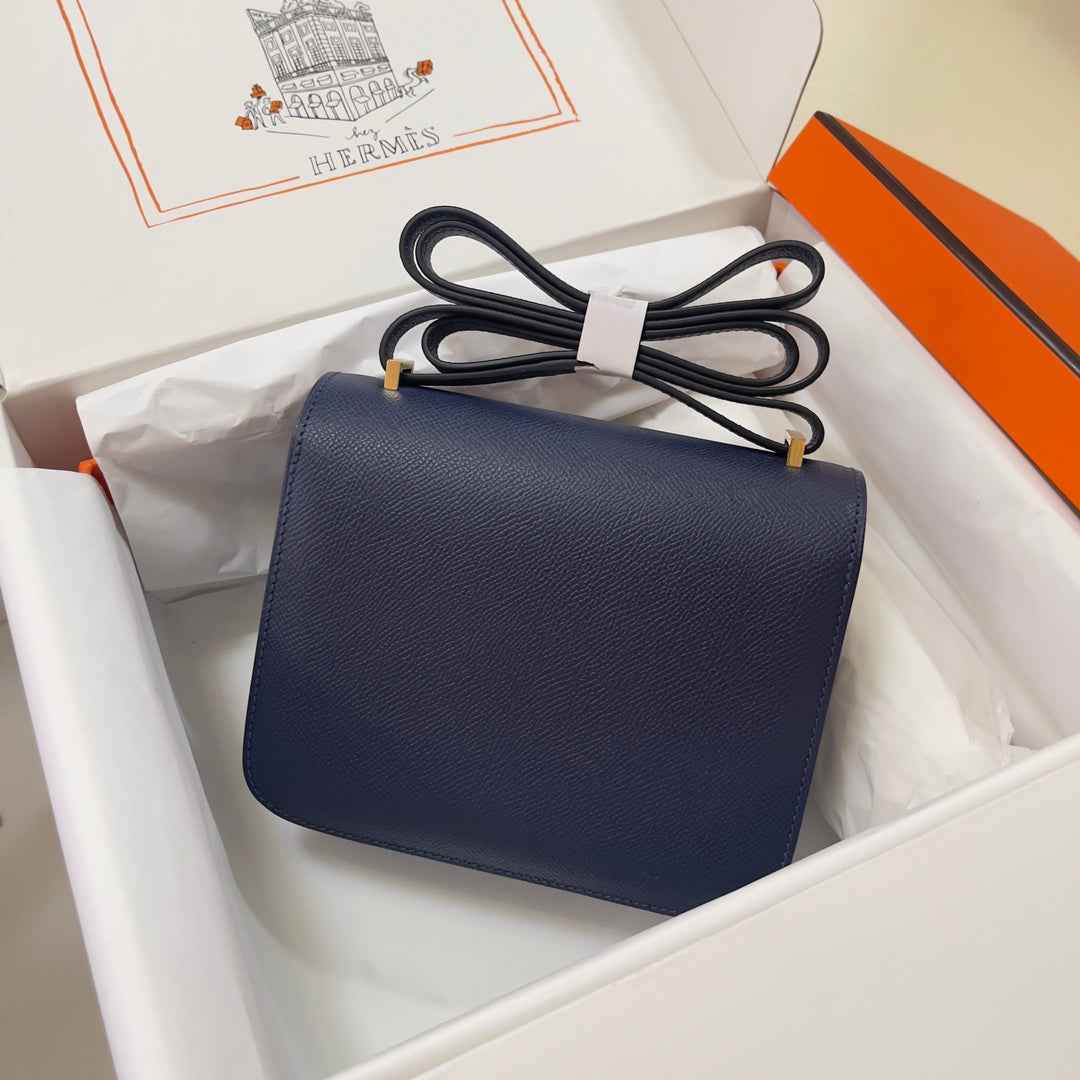 Hermes Constance Bag Navy Blue Epsom Leather Gold H2512