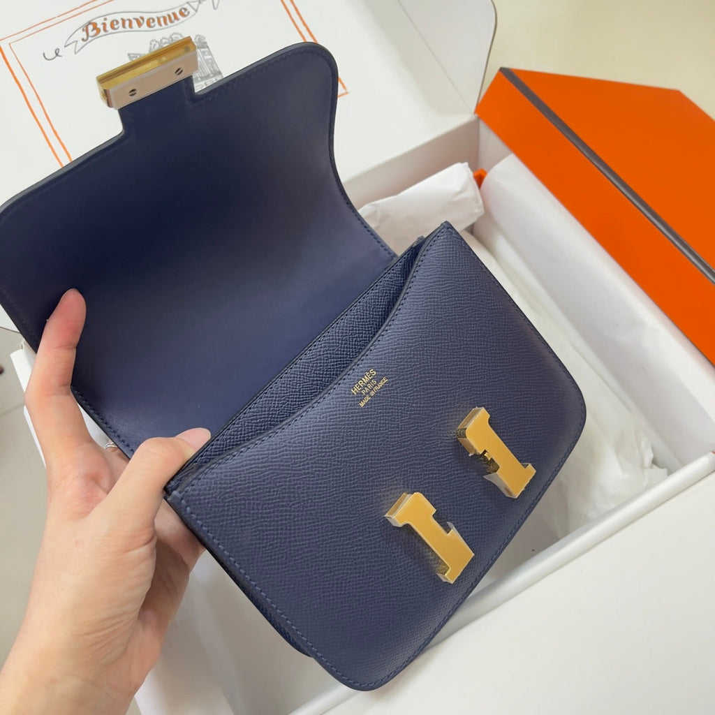 Hermes Constance Bag Navy Blue Epsom Leather Gold H2512
