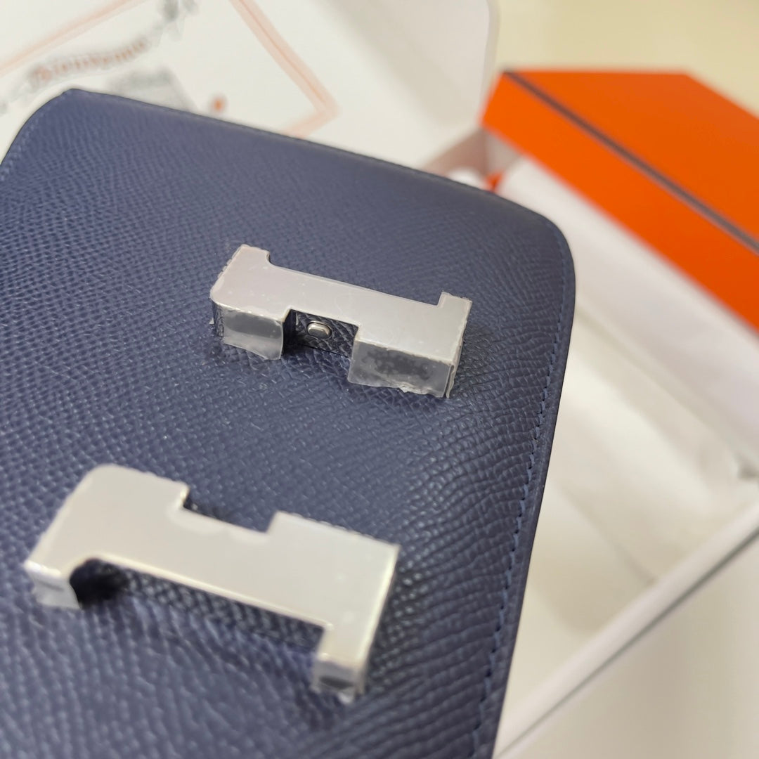 Hermes Constance Bag Navy Blue Epsom Leather Silver H2513