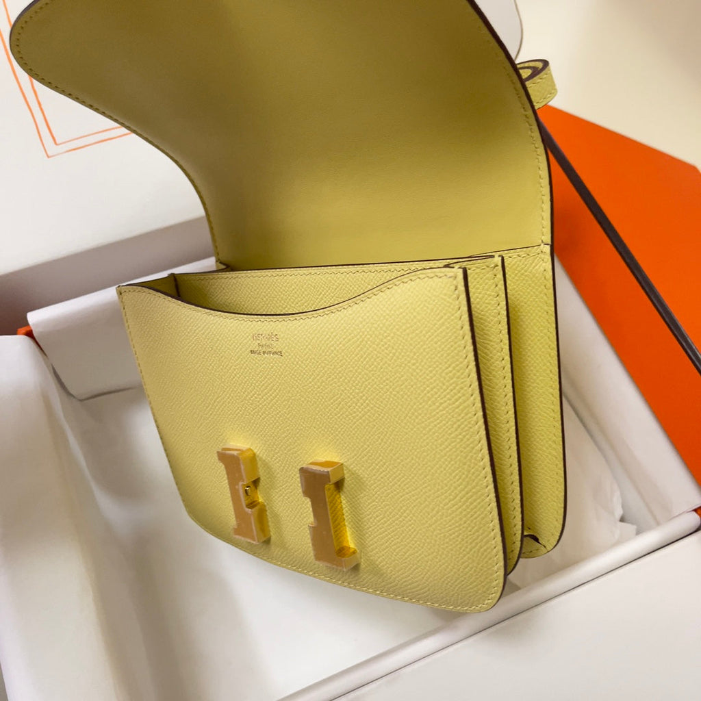 Hermes Constance Bag Light Yellow Epsom Leather Gold H2514
