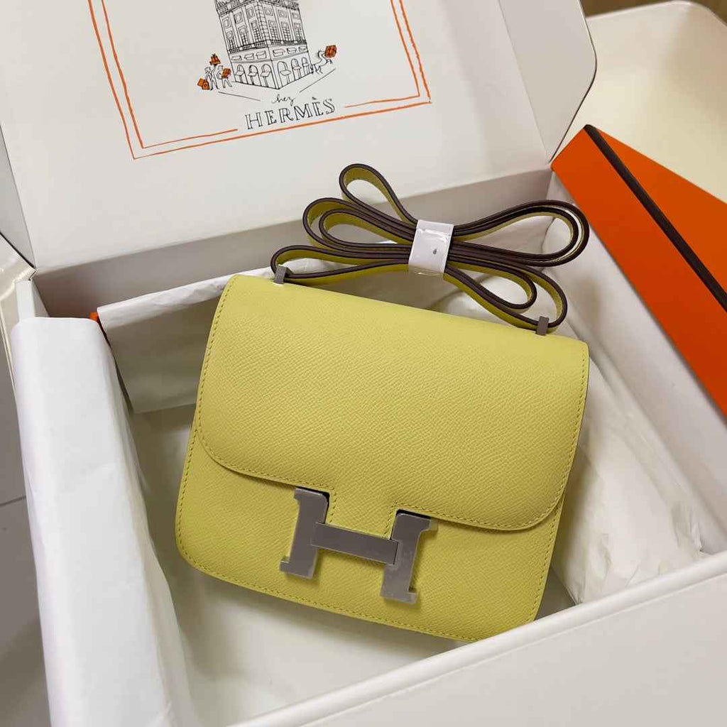 Hermes Constance Bag Light Yellow Epsom Leather Silver H2515
