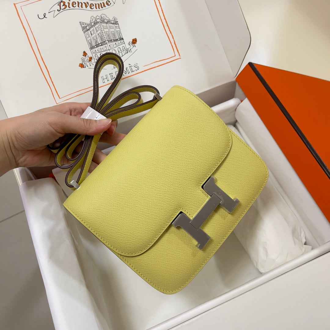 Hermes Constance Bag Light Yellow Epsom Leather Silver H2515