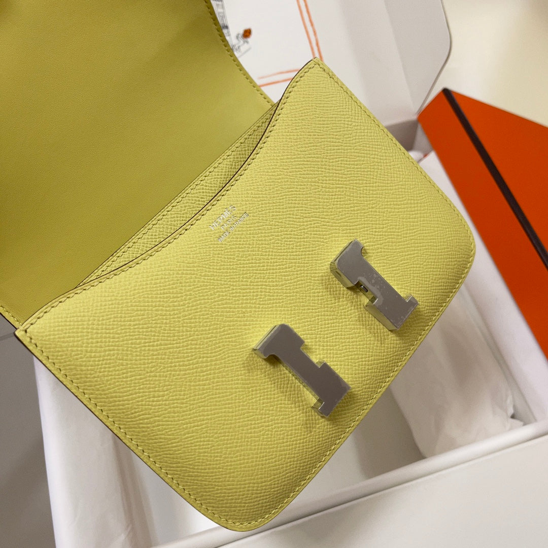 Hermes Constance Bag Light Yellow Epsom Leather Silver H2515