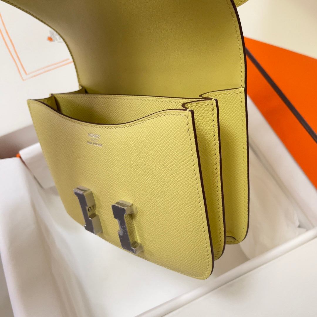 Hermes Constance Bag Light Yellow Epsom Leather Silver H2515
