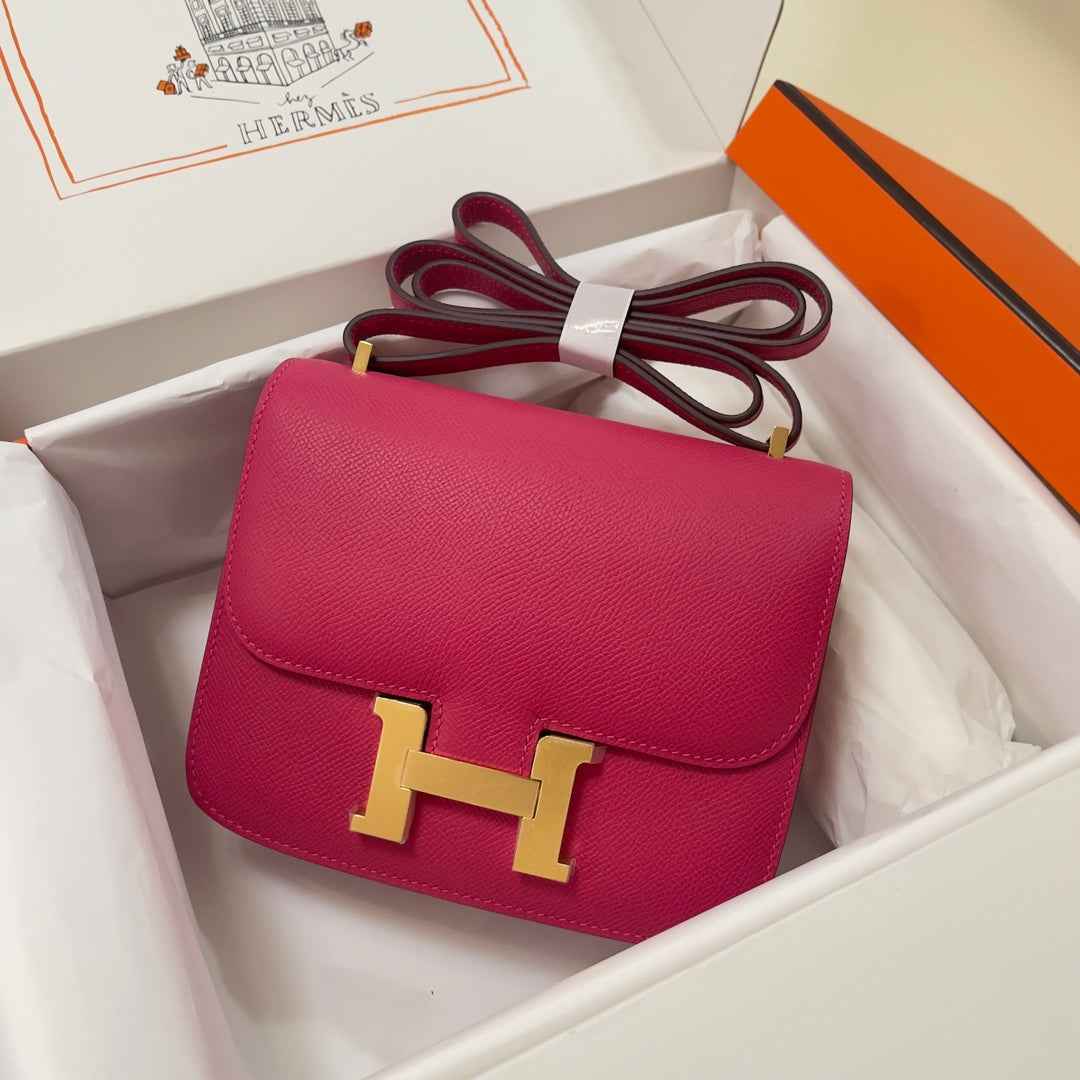 Hermes Constance Bag Plum Epsom Leather Gold H2516