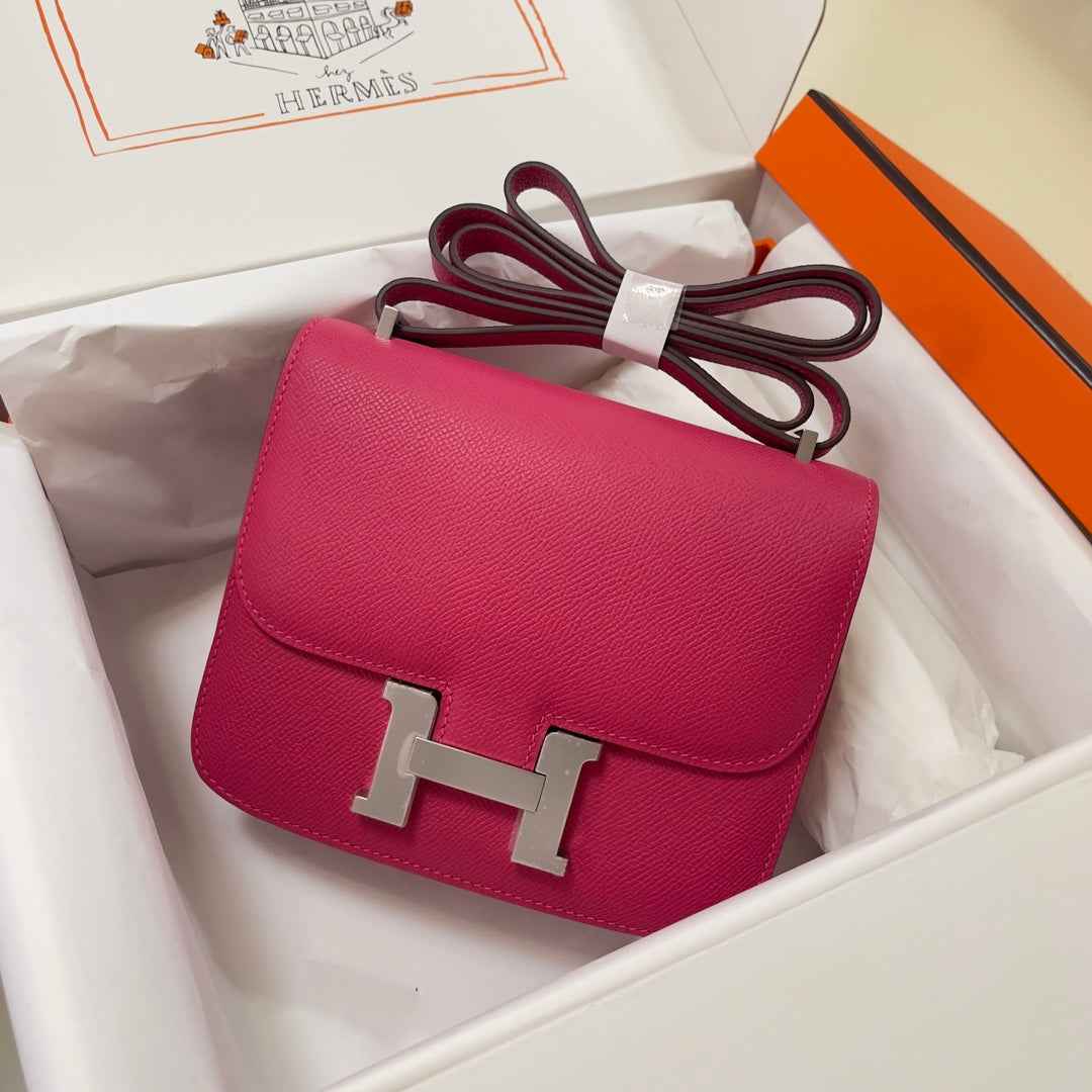 Hermes Constance Bag Plum Epsom Leather Silver H2517