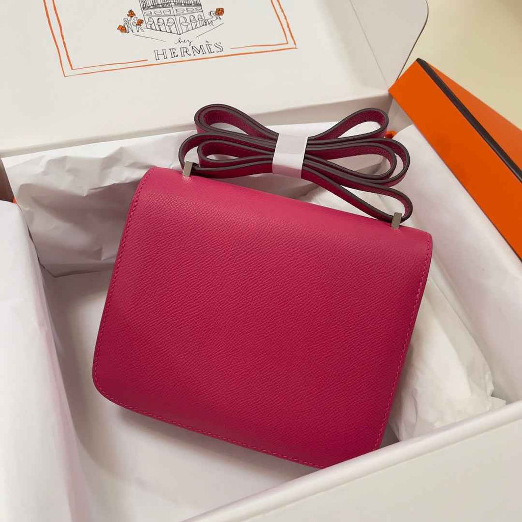 Hermes Constance Bag Plum Epsom Leather Silver H2517