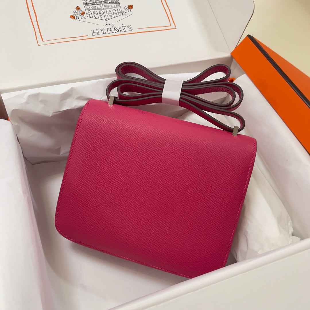 Hermes Constance Bag Plum Epsom Leather Silver H2517