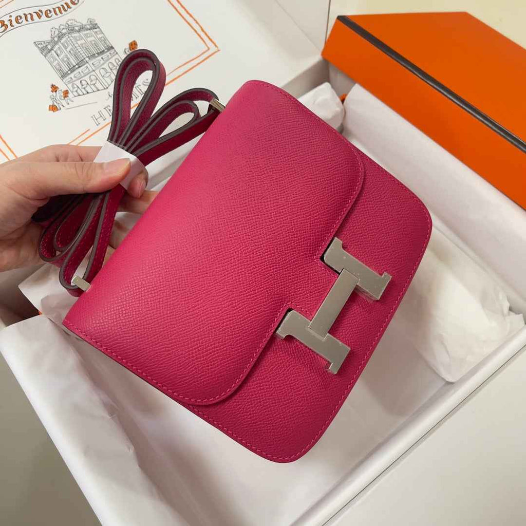 Hermes Constance Bag Plum Epsom Leather Silver H2517