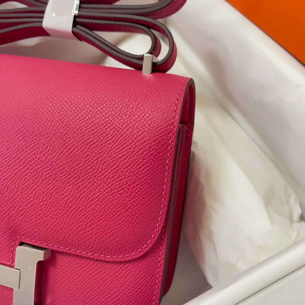 Hermes Constance Bag Plum Epsom Leather Silver H2517