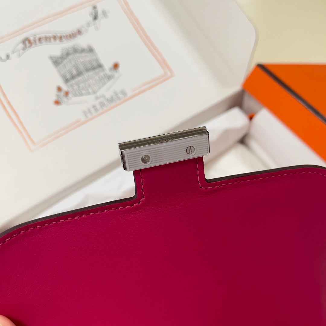 Hermes Constance Bag Plum Epsom Leather Silver H2517